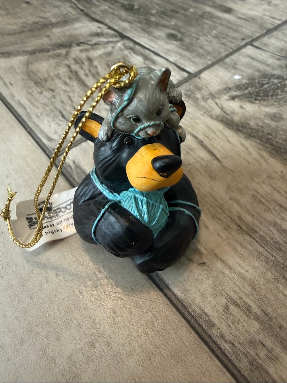 Bearfoots by Jeff Fleming Rustic Bear, Cat, Yarn Christmas Ornament